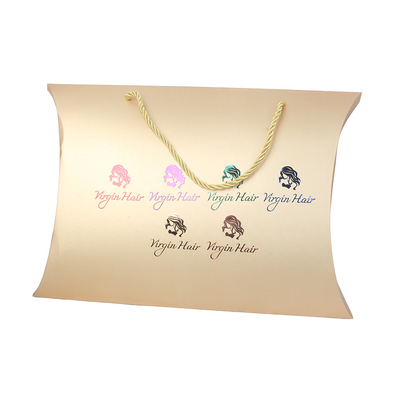 Αγορά Custom Luxury Gold Pillow Boxes with Handle for Wigs – Premium Hair Extension Gift Packaging online manufacture