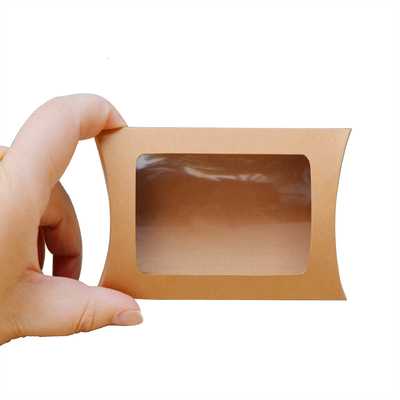 Αγορά Custom Printed Kraft Paper Pillow Boxes with Window – Eco-Friendly Packaging for Gifts & Retail online manufacture