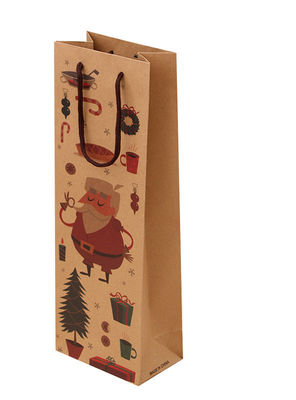 Η συνήθεια τύπωσε τις καφετιές τσάντες δώρων κρασιού εγγράφου της Kraft με τον όγκο λαβών βαμβακιού