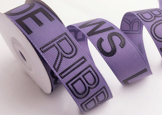 Καλή τιμή. Προσαρμοσμένη εκτύπωση Grosgrain Ribbon με ανάγλυφο 3D λογότυπο για πολυτελή μάρκα σε απευθείας σύνδεση